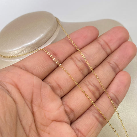 Set Cadena ● Rolon + Dije Sagrado Corazon Circon Blanco Oro amarillo 18k 1,32 Gr / 1,5 mm / 45 Cm *