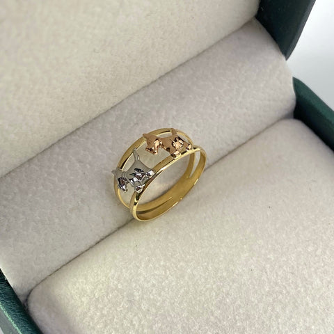 Anillo Perros Tres oros 18k / Talla 4 1/2 / 1,14 Gr *