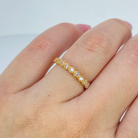 Anillo Churumbela Circones Blancos Oro amarillo 18k / Talla 5 1/2 / 1,42 Gr *