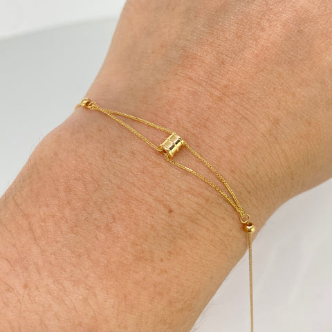 Pulso ● Franco Barril Bolas Lisas Oro amarillo 18k +3 / 0,7 Gr / 2,5 mm / 17 Cm *