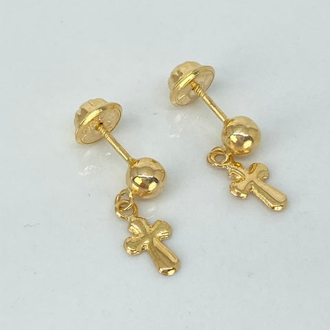 Topos Cruz Colgante Bola Lisa 4mm Oro amarillo 18k 0,75 Gr