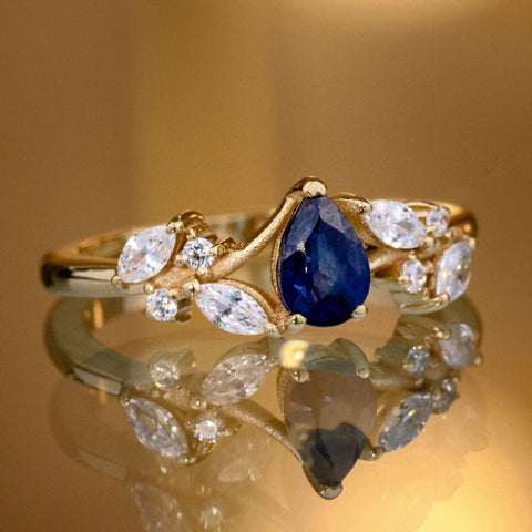 Anillo Solitario Personalizado Zafiro POR FABRICACION Oro amarillo 18k / Talla 5/10 / 3,46 Gr *