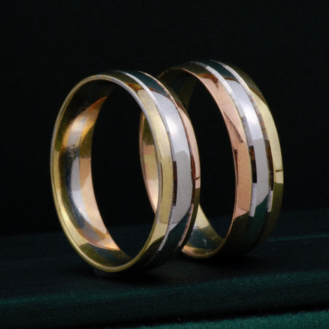 Anillo Argollas 3 Lineas POR FABRICACIÓN Tres oros 18k / Talla 7 / 10 Gr *