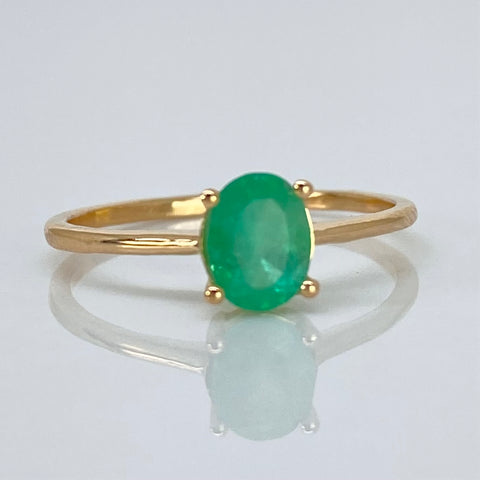 Anillo Solitario Esmeralda 85PTS Oro amarillo 18k / Talla 6 1/4 / 1,5 Gr