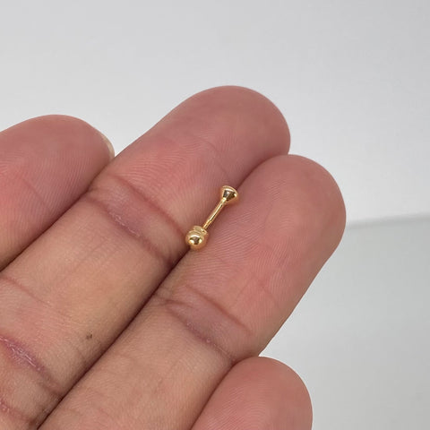 Piercing Bisel Circon Blanco / Oro Amarillo 18k (Joya) / 3mm / 0,26gr / 1cm / (Oreja) †