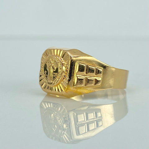 Anillo Sello San Benito Diamantado Oro amarillo 18k / Talla 11 3/4 / 3,52 Gr *