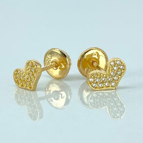 Topos Corazon Circones Blancos Oro amarillo 18k 0,71 Gr / 7 mm †