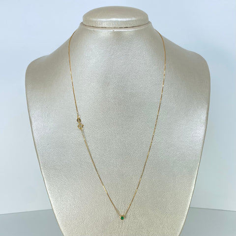 Set Cadena Veneciana + Dije Esmeralda Oro amarillo 18k 1,2 Gr / 0,5 mm / 50 Cm †