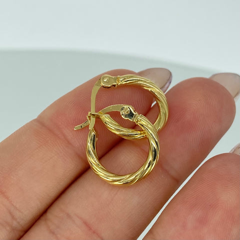 Candongas Entorchadas Oro amarillo 18k 1,22 Gr / 1,5 Cm