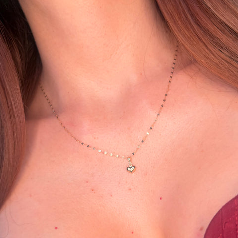 Set Cadena ● Crispeta + Dije Corazon Oro amarillo 18k 1,1 Gr / 1,5 mm / 50 Cm *