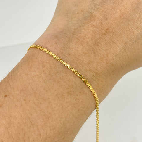 Pulso ● Mini Chino Oro amarillo 18k +1 / 1,76 Gr / 1,4 mm / 19 Cm *