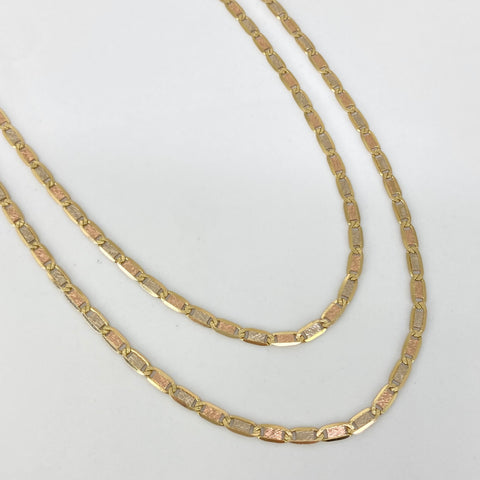Cadena ● Escalera Plana Diamantada Tres oros 18k 9,21 Gr / 2,7 mm / 60 Cm *
