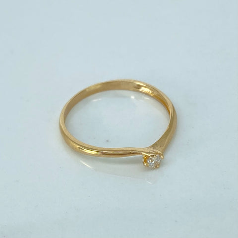 Anillo Solitario Circon Blanco Oro amarillo / Talla 6 / 1 Gr †