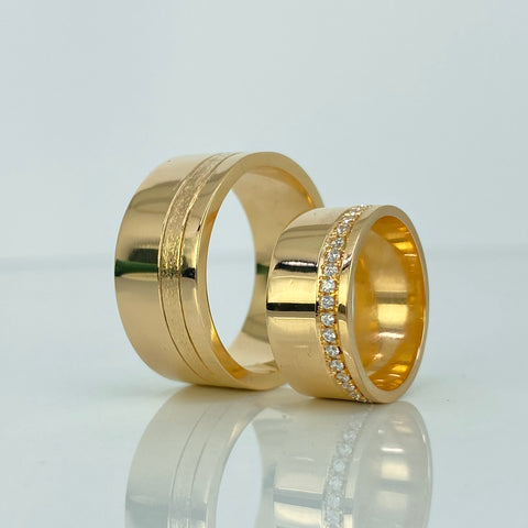 Anillo Argollas Matrimoniales Circones Blancos POR FABRICACION Oro amarillo 18k / Talla 10 / 28,1 Gr *