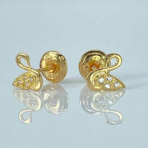 Topos Cisne Circones Blancos Oro amarillo 18k 0,78 Gr / 6 mm  *