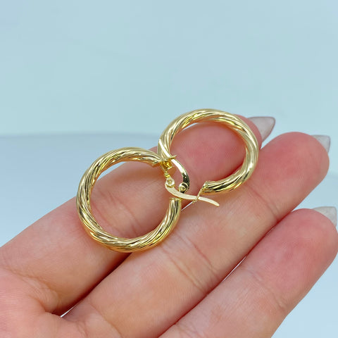Candongas Entorchada Lineal Oro amarillo 18k 2,71 Gr / 2,5 Cm  *