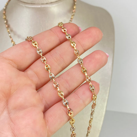 Cadena GC Diamantada Tres oros 18k 11,25 Gr / 3,8 mm / 60 Cm *