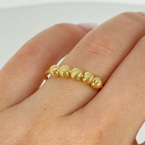 Anillo Bolas Diamantadas 4mm Oro amarillo 18k / Talla 8 / 0,93 Gr