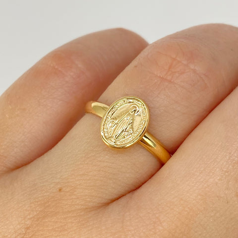 Anillo Virgen Milagrosa Oro amarillo 18k / Talla 6 1/2 / 1,08 Gr