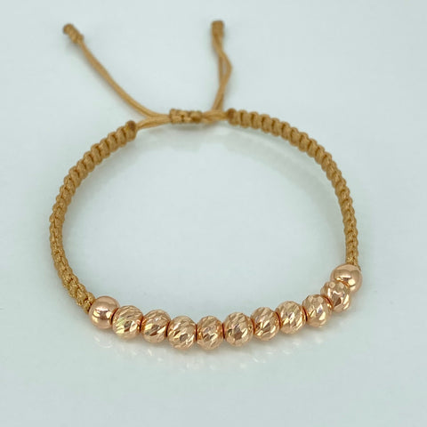 Pulsera tejida BD 9uni 5mm / BL 2uni 5mm / Hilo Beige Oro rosa 18k 1,37 Gr *
