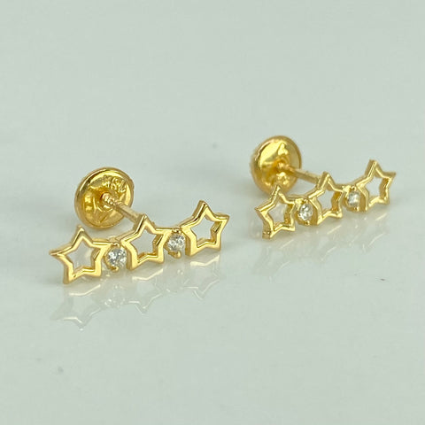 Topos Estela Estrella Circones Blancos Oro amarillo 18k 1,09 Gr / 5 mm  †