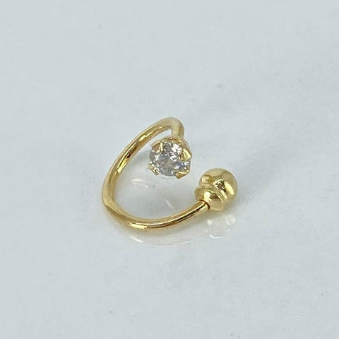 Piercing Aro Curvo Circon Blanco / Oro Amarillo 18k (Joya) / 3mm / 0,5gr / 1.2cm / (Labio) †