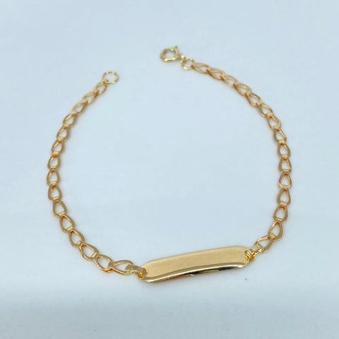 Pulso bebé Placa Rectangular Espiga Oro amarillo 1,20 Gr / 2,6 mm / 15,7 Cm †
