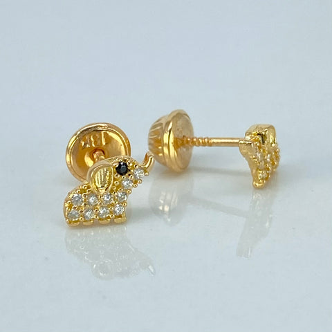 Topos Elefante Circones Blancos  Oro amarillo 18k 0,95 Gr / 5 mm
