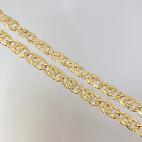 Cadena ● Plana Cubana Oro amarillo 18k +1 / 9,55 Gr / 3,8 mm / 60 Cm *