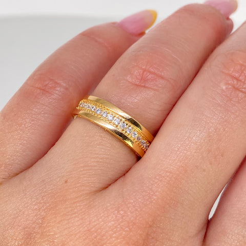 Anillo BV Circones Blancos Oro amarillo / Talla 5 1/2 / 3,47 Gr / 5 mm *