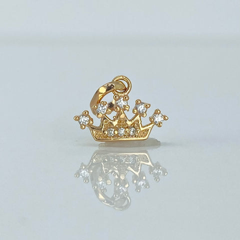 Dije Corona Circones Blancos Oro amarillo 18k 0,71 Gr / 1,4 Cm  *