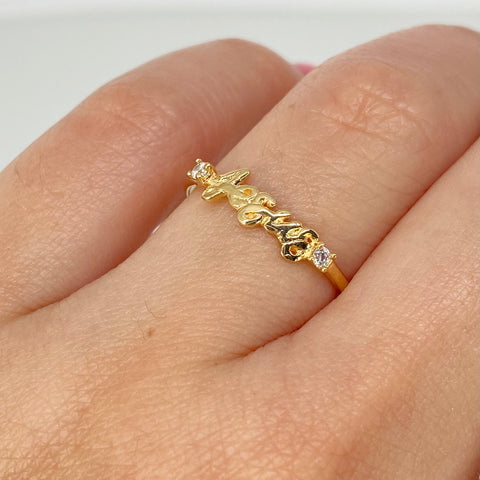 Anillo Jesus Circones Blancos Oro amarillo 18k / Talla 7 / 1,05 Gr