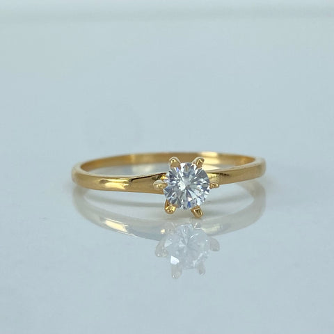Anillo Solitario Circon Blanco Oro amarillo / Talla 6 3/4 / 1,25 Gr †