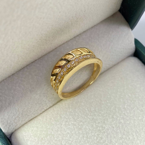 Anillo Circones Blancos Oro amarillo 18k / Talla 7 / 3,42 Gr *