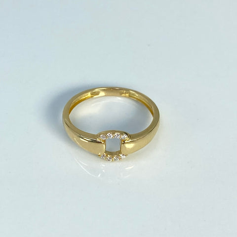 Anillo Centro Circones Blancos Oro amarillo 18k / Talla 8 / 2,11 Gr *