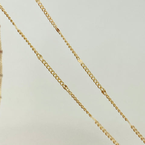 Cadena ● Mini Cubana Espejo Diamantado Oro amarillo 18k +3 / 1,55 Gr / 1 mm / 45 Cm *