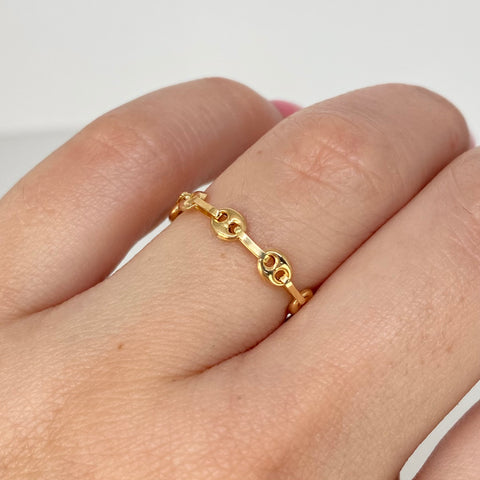 Anillo GC 9 Eslabones  Oro amarillo 18k / Talla 5 1/4 / 0,7 Gr / 3,3 mm †