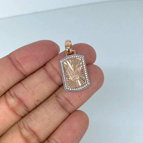 Dije Corona RX Circones Blancos Oro blanco y Oro rosa 3,6 Gr / 3,1 Cm *