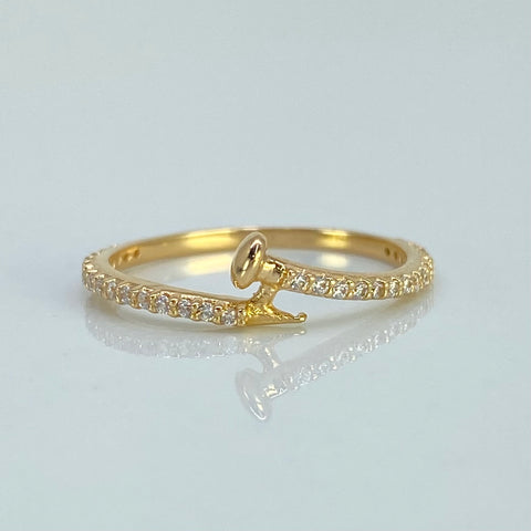 Anillo Clavo Circones Blancos Oro amarillo 18k / Talla 6 / 1,35 Gr