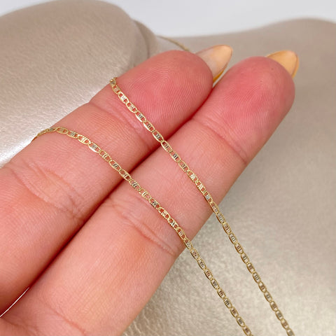 Cadena ● Escalera Plana Diamantada Tres oros 18k 1,35 Gr / 1,2 mm / 45 Cm *
