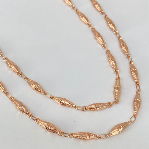 Cadena Rustico Eslabones Rombos Diamantados Oro rosa 18k 7,00 Gr / 4 mm / 60 Cm