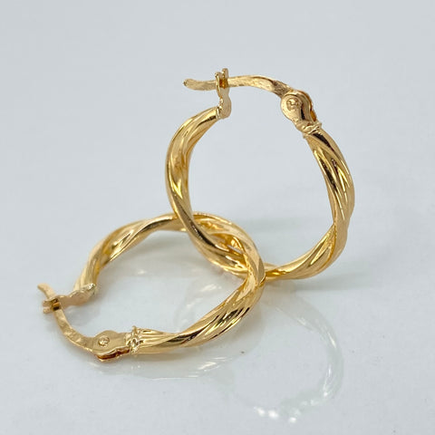 Candongas Entorchadas Linea Central Oro amarillo 18k 1,35 Gr / 2,2 Cm †
