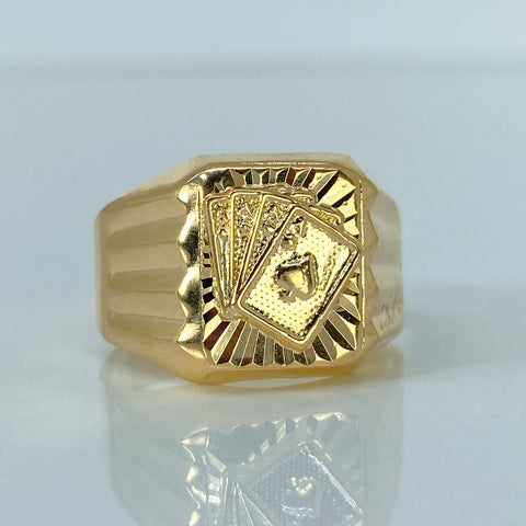 Anillo Sello Cartas Oro amarillo 18k / Talla 10 1/4 / 3,37 Gr *
