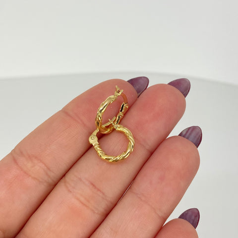 Candongas Entorchadas Oro amarillo 18k 1,06 Gr / 1,5 Cm  *