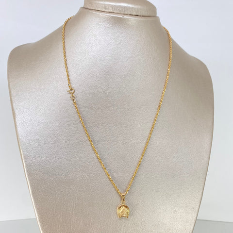 Set Cadena ● Lazo + Dije Herradura Caballo Oro amarillo 18k 1,9 Gr / 1,7 mm / 45 Cm *