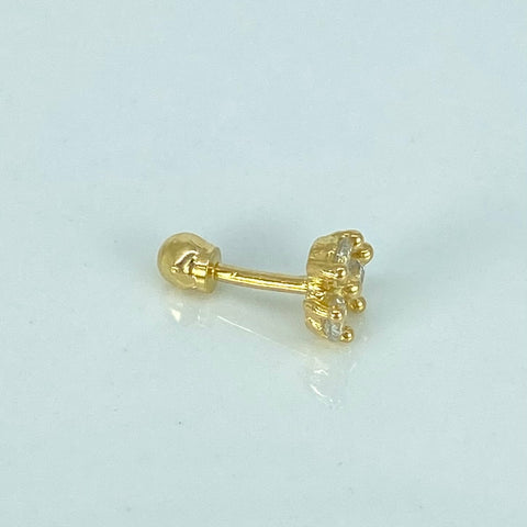 Piercing Flor Circones Blancos / Oro Amarillo 18k (Joya) / 0,55gr / 5.6mm / (Oreja) *