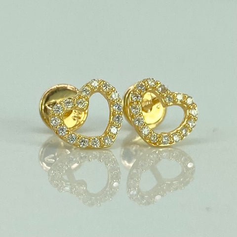 Topos Silueta Corazon Circones Blancos Oro amarillo 18k 0,9 Gr / 8 mm