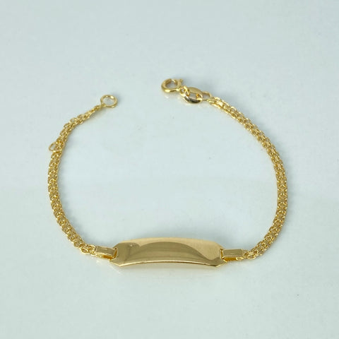 Pulso bebé ● Placa Rectangular Chino Oro amarillo 18k +1 / 2,57 Gr / 2,1 mm / 15,3 Cm †
