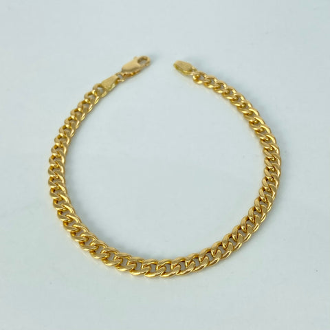 Pulso ● Cubano Oro amarillo 18k +1 / 3,6 Gr / 4,6 mm / 19,5 Cm †