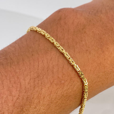 Pulso ● Punto Peruano Oro amarillo 18k +3 / 4,2 Gr / 2 mm / 20,2 Cm †